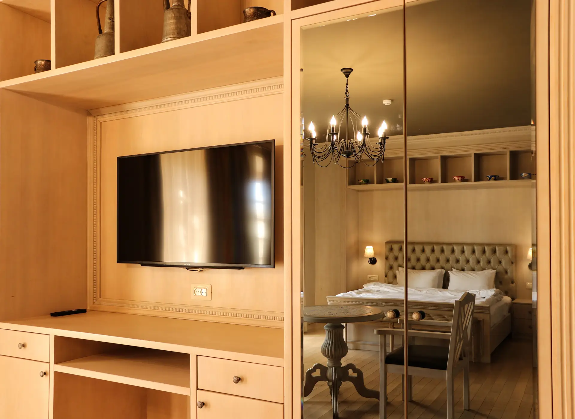 Elegant hotel room interior details