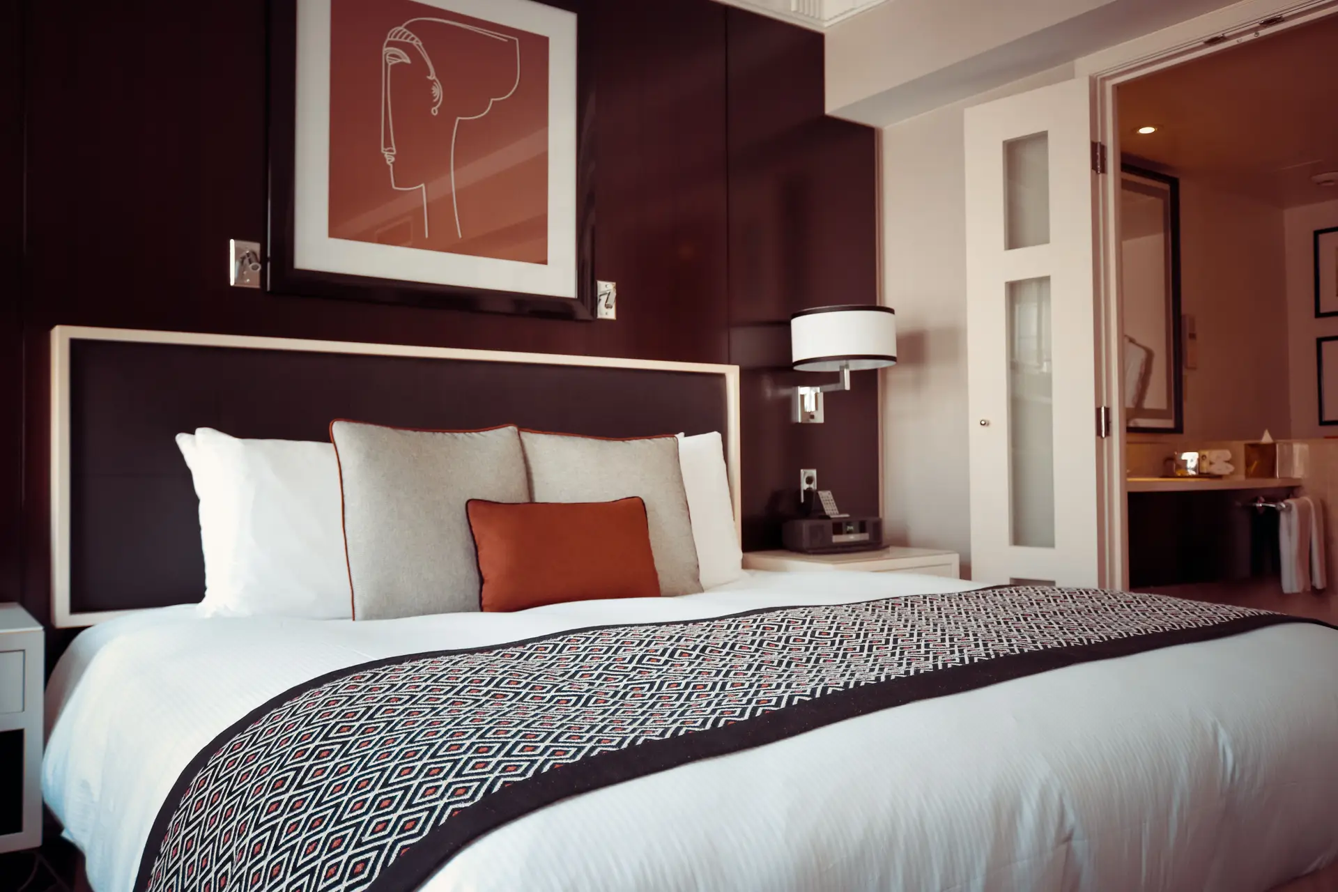 Premium bedding and soft lighting